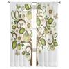 Tree A White Green Leaves Luxurious Chiffon Sheer Curtains for Living Room Bedroom Decoration Window Voiles Tulle Curtain