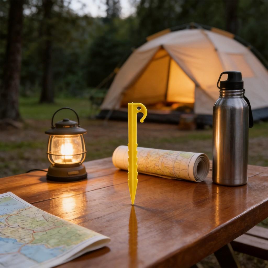 Camping Tent Pegs With Plastic Spiral Nails For Outdoor Shelter Securement
