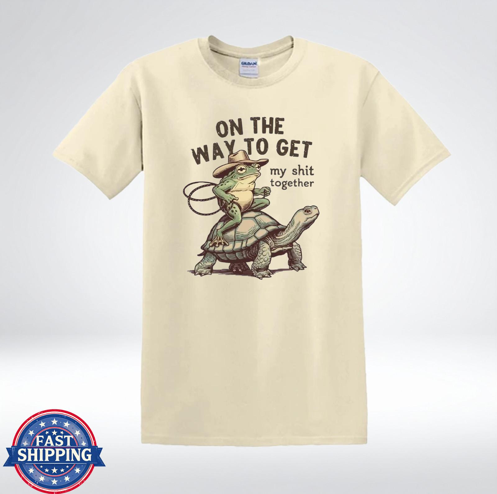On The Way To Get My Sh*t Together Funny Frog Turtle Cowboy T-Shirt XXXXL