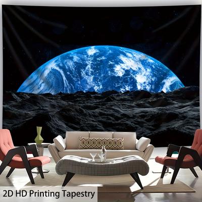 VIKAMA Cosmic Perspective HD Tapestry Earth As Seen from the Moon Planetary Living Room Feature Wall Living Room Decor