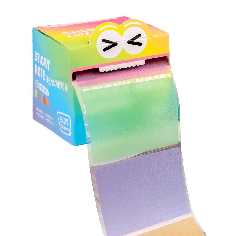 Gradient Retractable Dopamine Sticky Notes - Transparent Frosted, Pearlescent Material; No-Residue High-Value Memo Pads