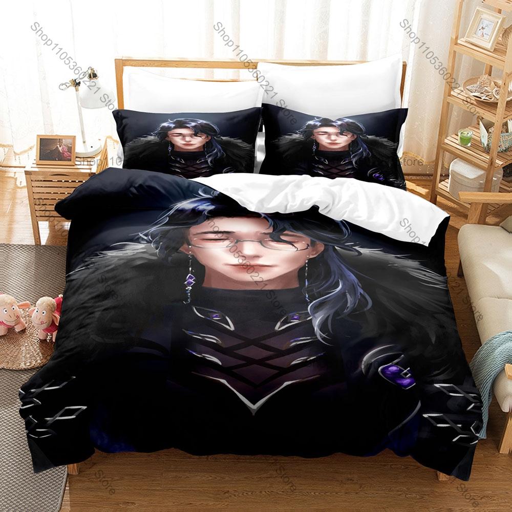 Fatui Harbinger Pantalone Duvet Cover + 2 Pillowcases, Unique Game Pattern Bedding Set for Genshin Fans Collection