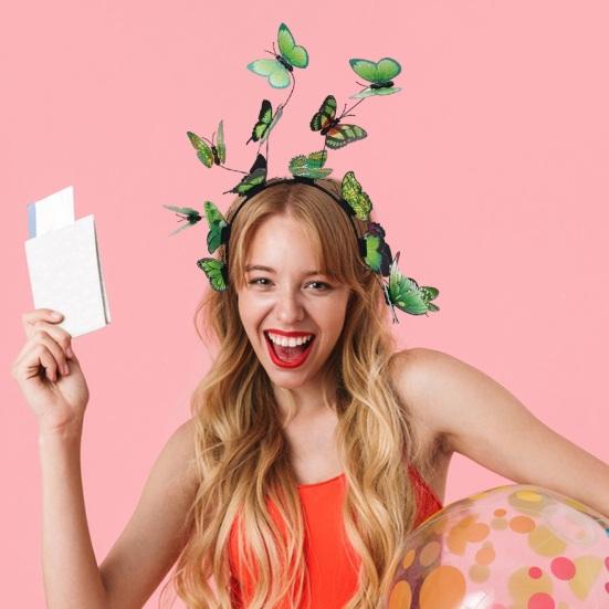Cerchietto per capelli da donna con finte farfalle, decorazione esagerata per feste e matrimoni