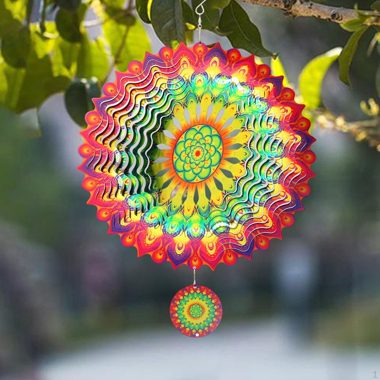 

3D вращающийся ветряной колокольчик для улицы, металлический садовый вертушка, украшение Green Purple