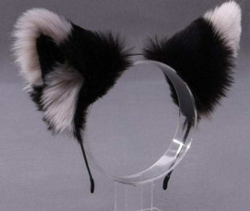 

Імітація плюшевої пов язки на вуха тварини. Милий набір для косплею з хвостом і вухами ручної роботи One Size