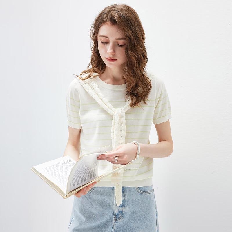Kemengboka 2026 Spring Summer Women's Silk Blend Knit Tee