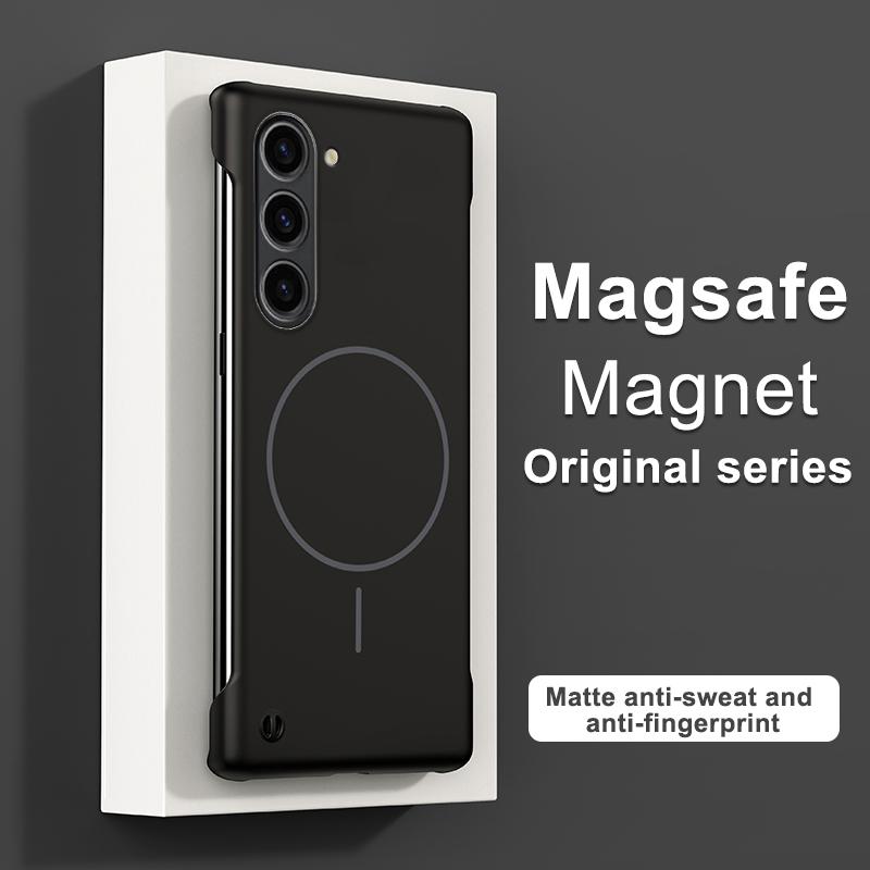 Frameless Wireless Charge Case For Samsung S25 Edge S24 FE S23 Ultra S22 Magnetic Shockproof Slim Hard PC Phone Cover