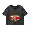 Woman Cotton Washed T-Shirts Summer Regular Fit O-Neck Crop Tees Enjoy The When It'S Coming Prints Tops Street Clothes