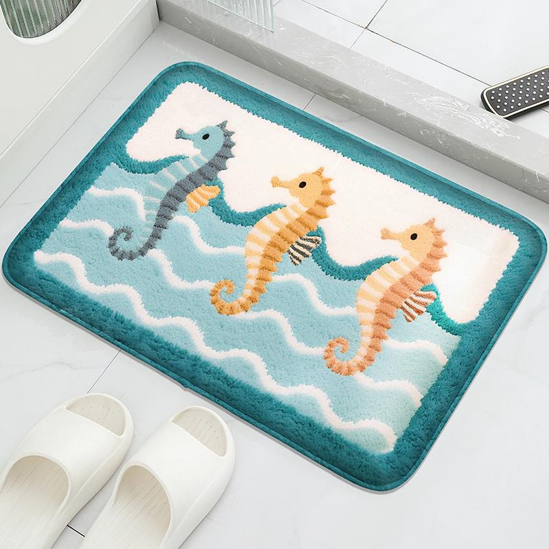 Crab Patterned Bathroom Floor Mat, Washbasin, Absorbent Foot Mat, Shower Room, Small Carpet, Door Mat, Machine Washable