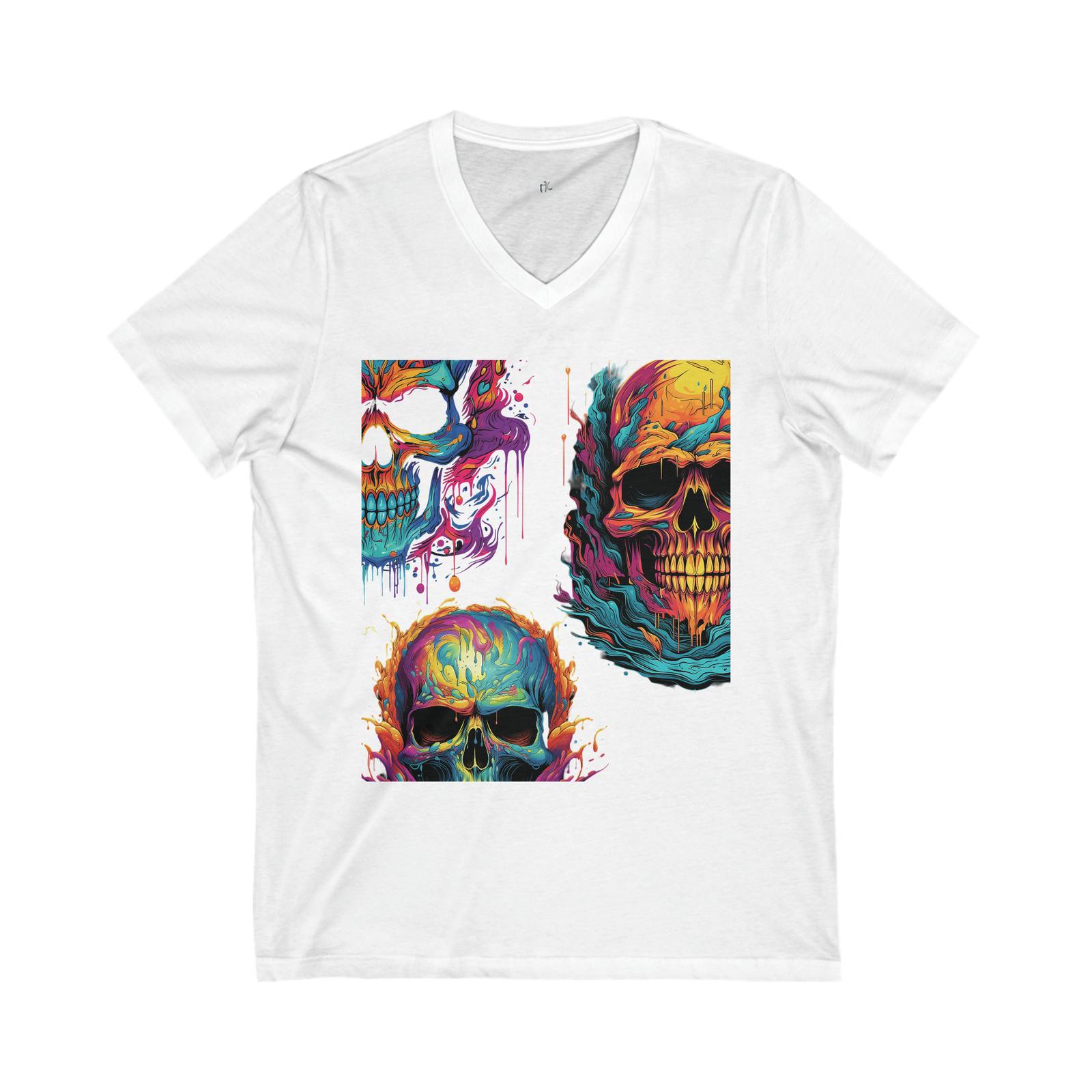 

Unisex Jersey Short Sleeve V-Neck Tee Skeleton 3 Faces Mixe S разноцветный