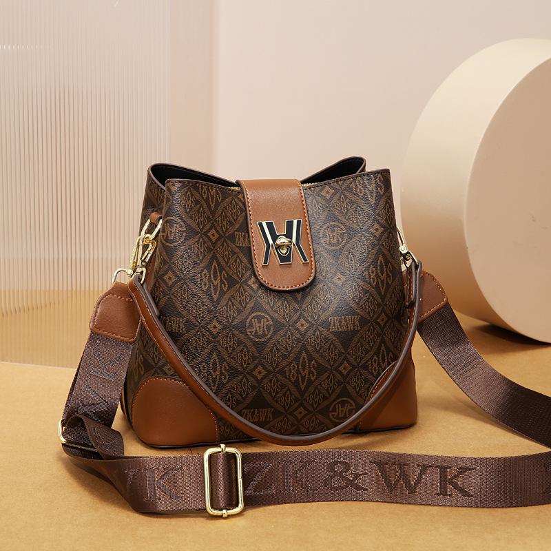 

2025 новая сумка-ведро большой вместимости европейская и американская ретро сумка для мамы среднего возраста сумка через плечо сумка-мессенджер