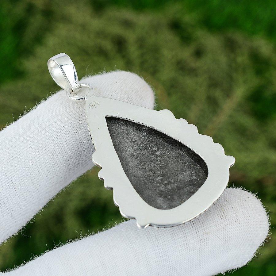 Anniversary Gift For Her Natural Silver Sheen Obsidian Pendant 925 Silver