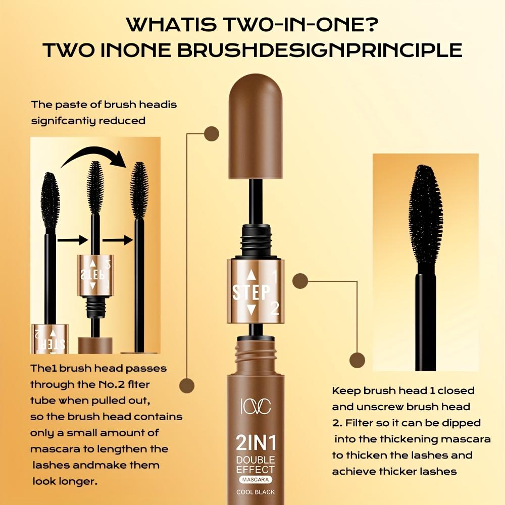 2-In-1 Volumizing Fiber Mascara Enhances The Thickness of Black Lashes,Waterproof/Long-Lasting Without Smudging,Significantly Increases Lash Length