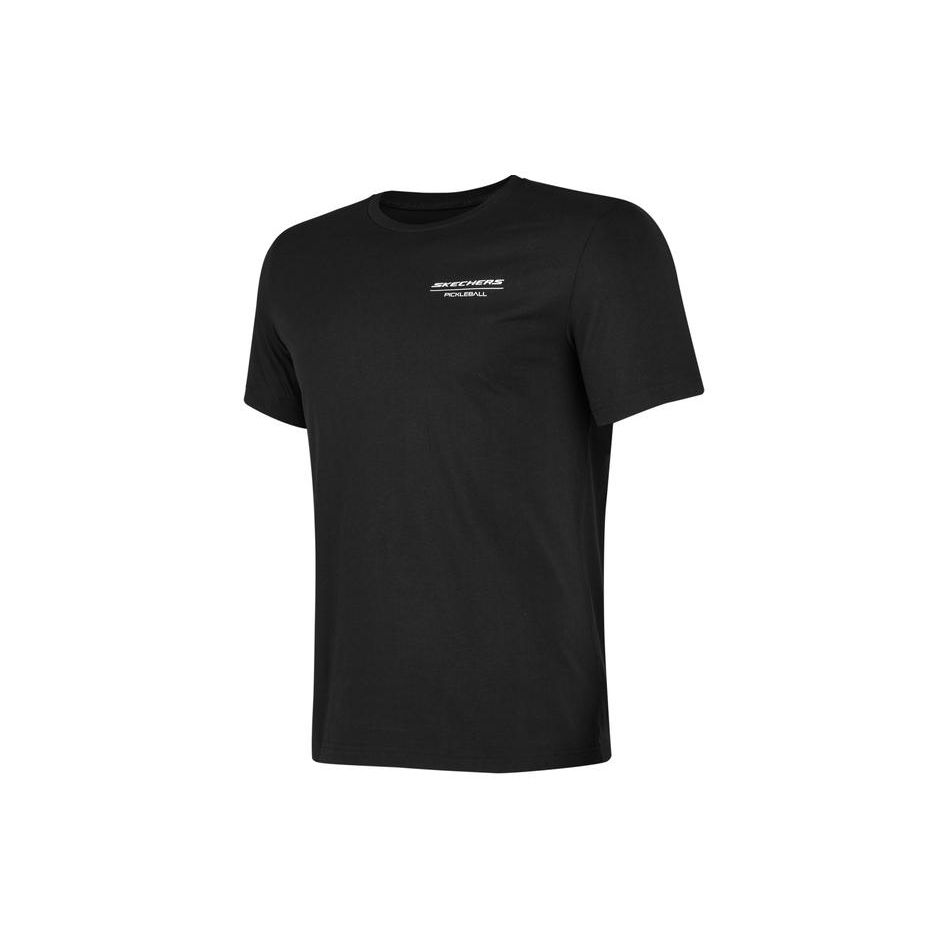 Skechers Letter Round Neck Casual Sports Comfortable Breathable Cool Short Sleeve T-Shirt Men Tops Carbon-Black P224M105-0018