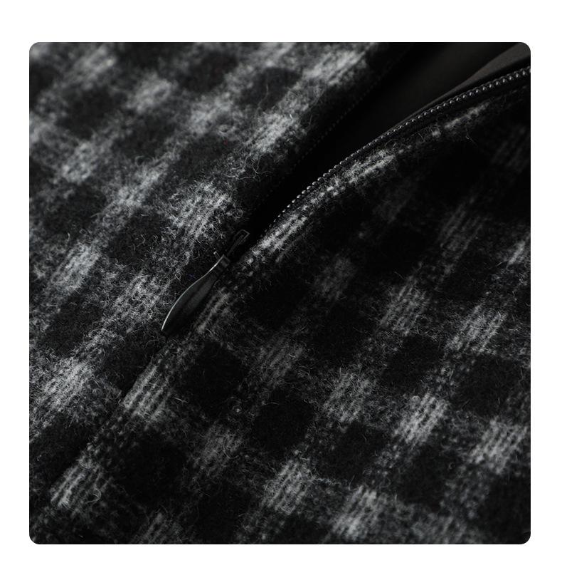 Winter 2025 Women's High-Waisted Wool Plaid A-Line Mid-Length Skirt