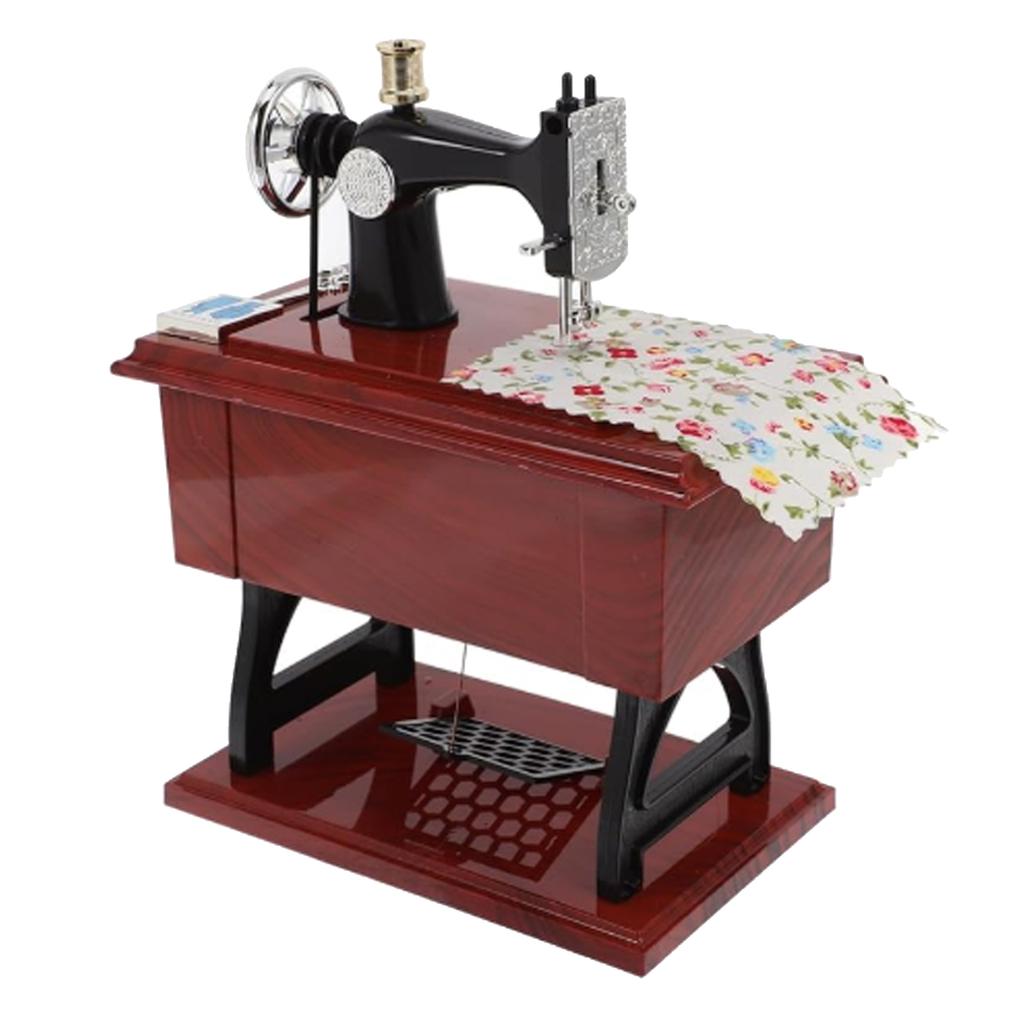 Mini Sewing Machine Music Box Wind Up Vintage Musical Toy for Tabletop Decoration Holiday Gift 1010 Mini Sewing Machine