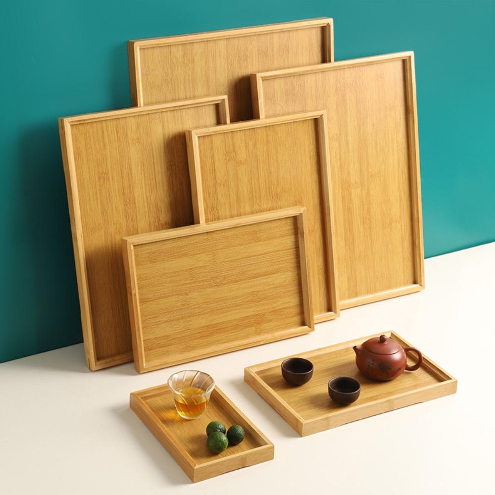Solid Color Dinner Plates Wooden Bread Tray  For Holding Tea Fruit Barbecue Bread