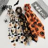 Colorful Hair Tie Halloween Satin Scrunchies for Women, Funny Pumpkin Printed Elastic Ties, Cute Accessories Soft Ponytail Holders, Decorative