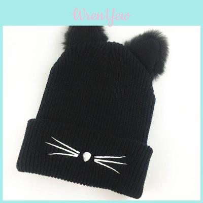 Charming Cat Ears Women Hat Knitted Acrylic Warm Winter Beanie Caps For Trendy Looks