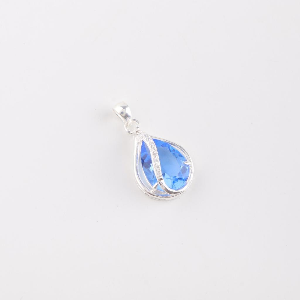 Natural Tanzanite Gemstone Zircon Pendant  925 Solid Silver Jewelry Women Gift CZP-7-18