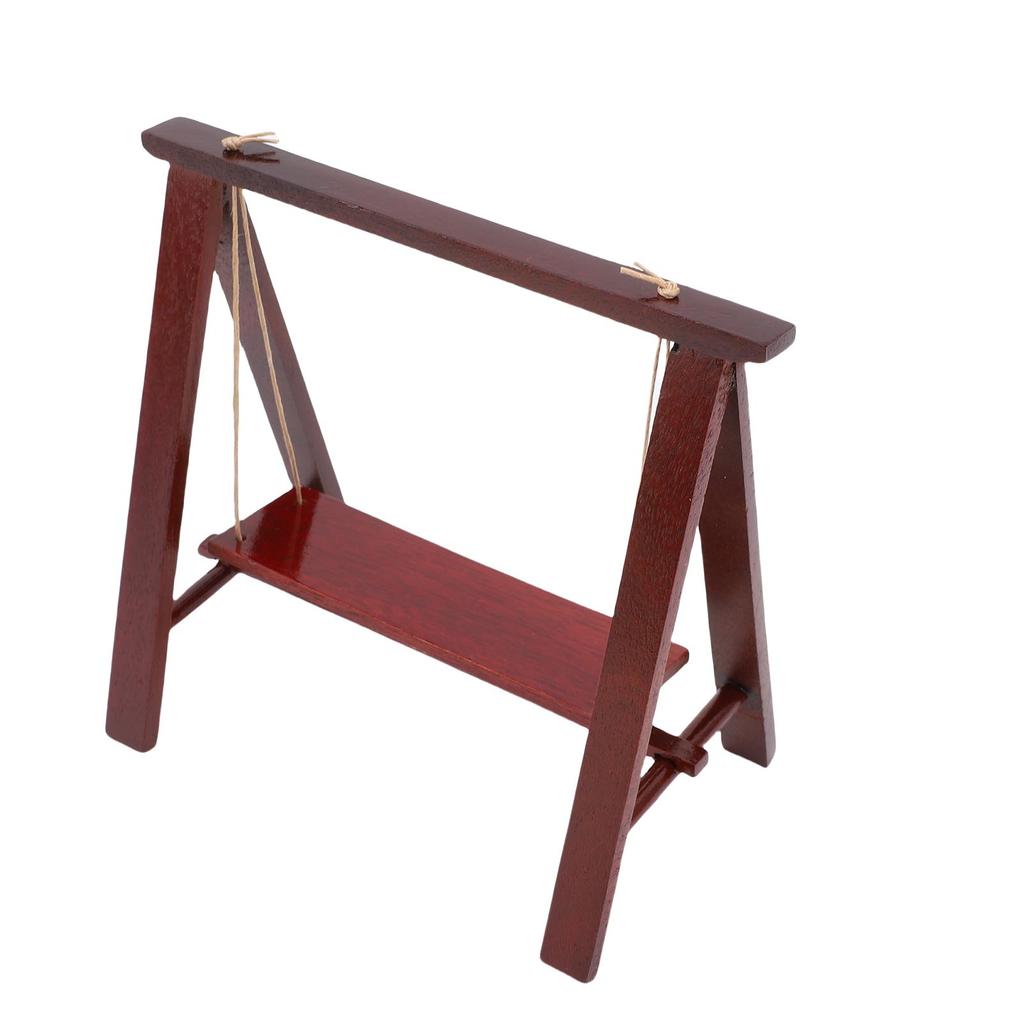 Miniature Dollhouse Swing 1:12 Modeling Figurine Porch Wood Furniture Supplies Mini House Accessories Rosewood Color