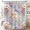 Bathroom curtain with floral design made of waterproof fabric for easy cleaning in your home or hotel bathroom decor white purpl