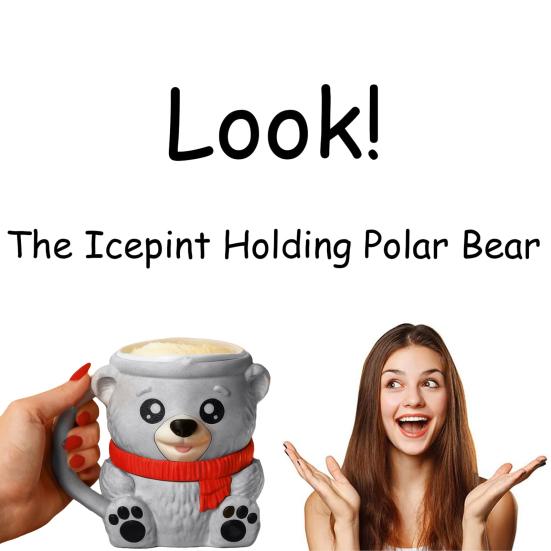 Yousheng Polar Bear Ice Cream Holder with Hidden Snack Drawer Ice Cream Cup Sleeve for 16oz Pint & Beer Can Cute Cute Ice Cream Accessory