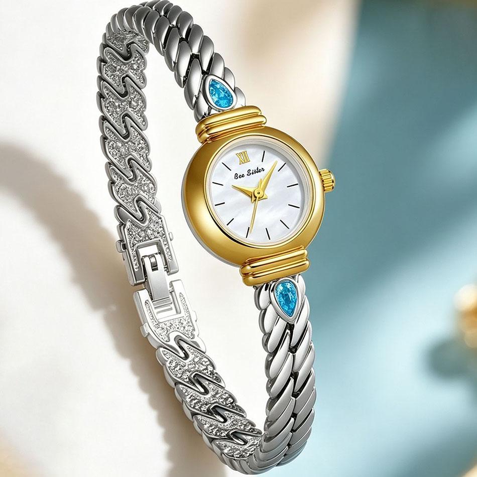 BS Bee Sister Ladies Watch French Style Elegant luxurious Oval Magenta Temperament Quartz Wristwatch Women's Wristwatch