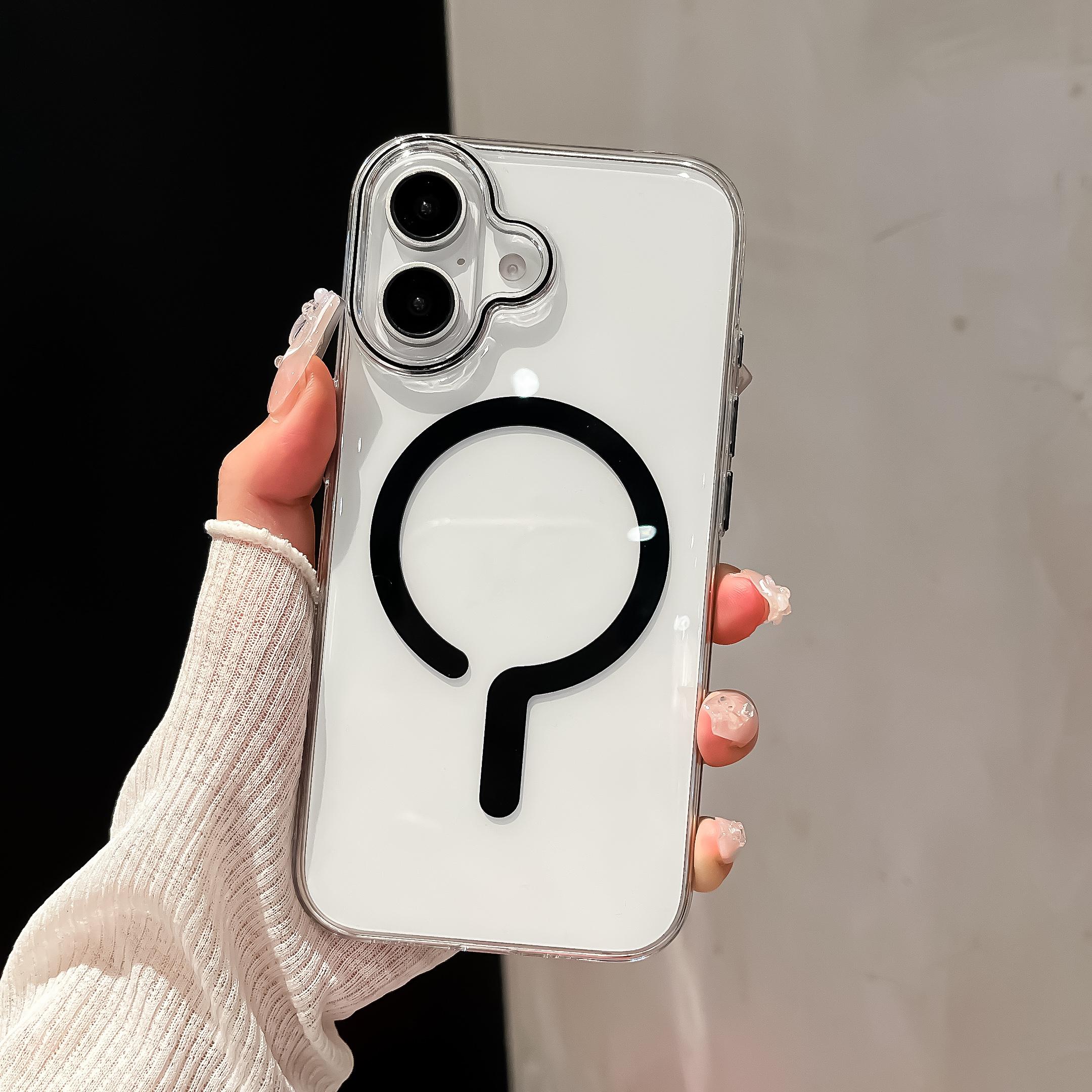 

For iPhone 16 Plus Case Compatible with MagSafe Protective TPU+PC Phone Cover Black