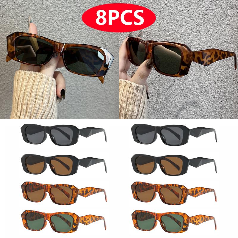 1/8pcs Luxury Polygonal Oversize Sunglasses Women Retro Square Style UV Resistant Glasses Unisex Personalized Eyewear