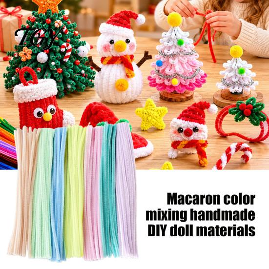 Chenille Stems for Pipe Cleaners 100Pcs Handicrafts, Flexible DIY Decorative Plush Strips Crafts Art Projects, Multi-colored Kids Adults Floral
