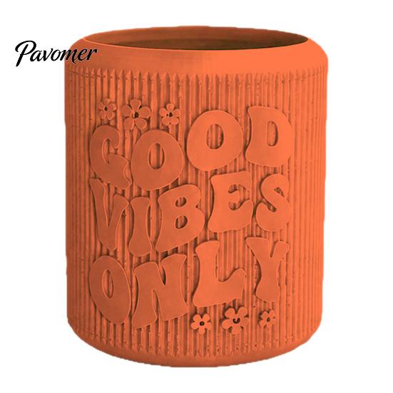 Small Containers for Indoor Gardening 3D Printed Planter, Good Vibes Only Flower Pot, Minimalist Plant Holders Windowsill Cute Cactus Container