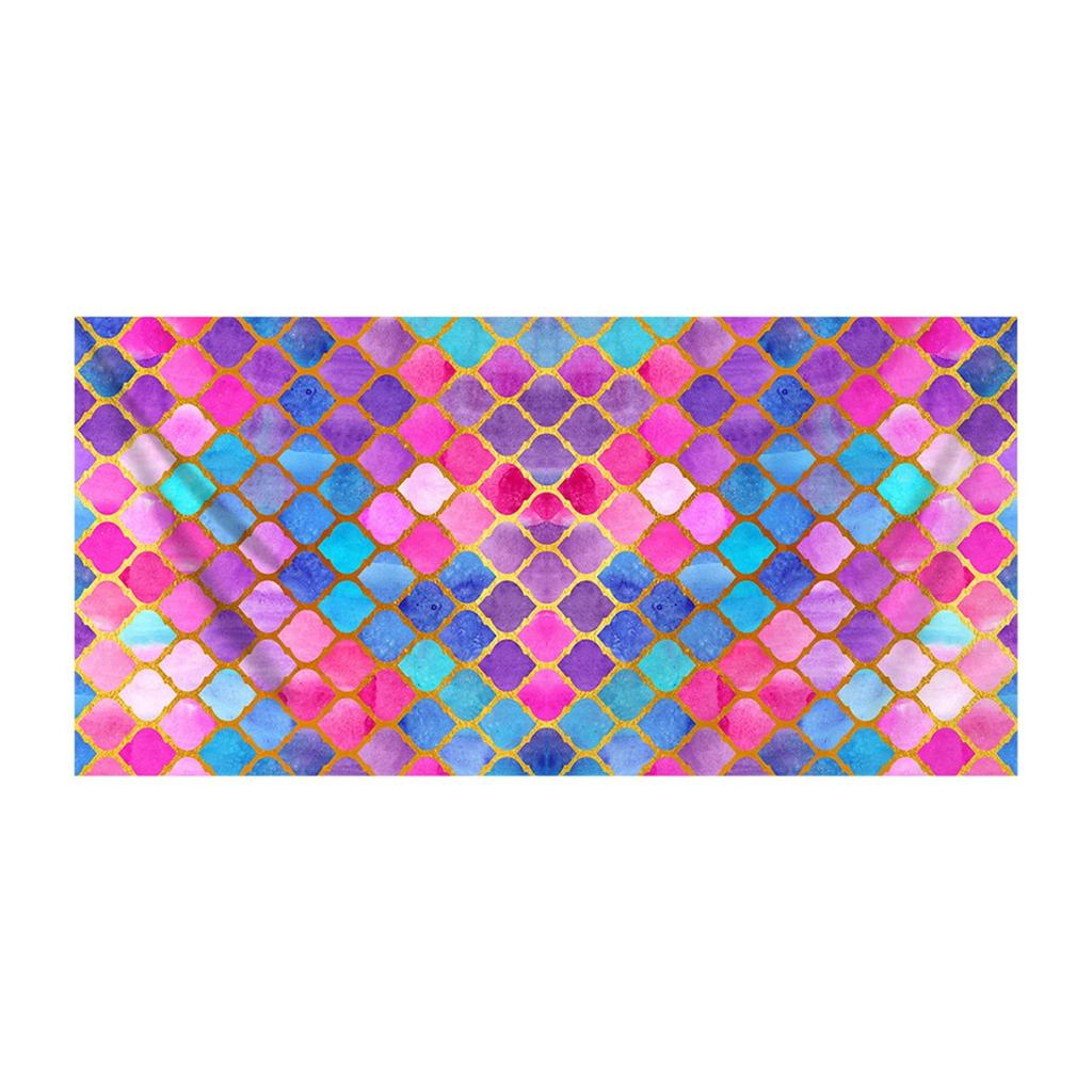 Microfiber Beach Towel Lightweight Pattern Bath Towel Sandproof Beach Blanket Multi-Purpose Towel For Travel Swimming Pool Yoga And Gym Sport
