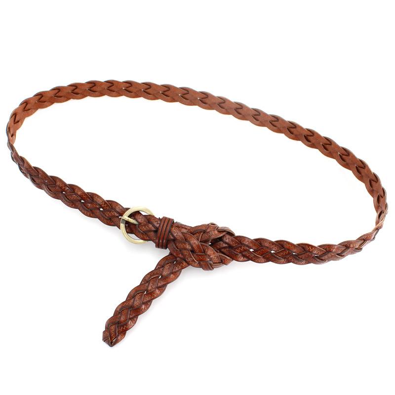 Four-strand Broken Cowhide Braided Belt, Thin Decorative Belt, Genuine Leather Twist Thin Belt