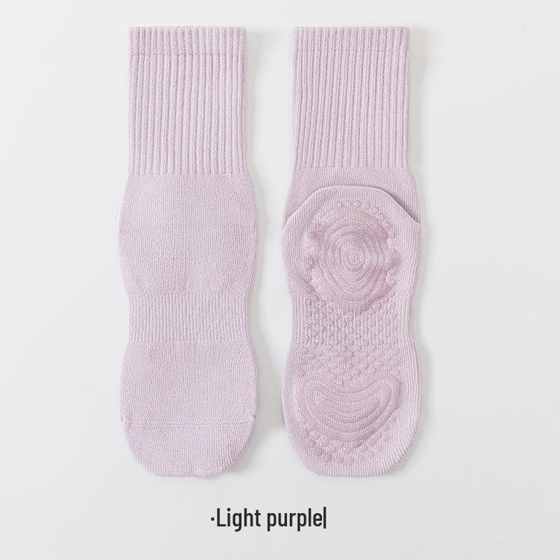 Women's Non-slip Mid-calf Pilates Yoga Socks - Grippy Cotton for Indoor Sports