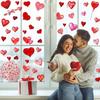 9Pcs 20X30Cm Valentine'S Day Window Stickers Cute Watercolor Red Heart Pattern Electrostatic Sticker Wedding Party Home Decor