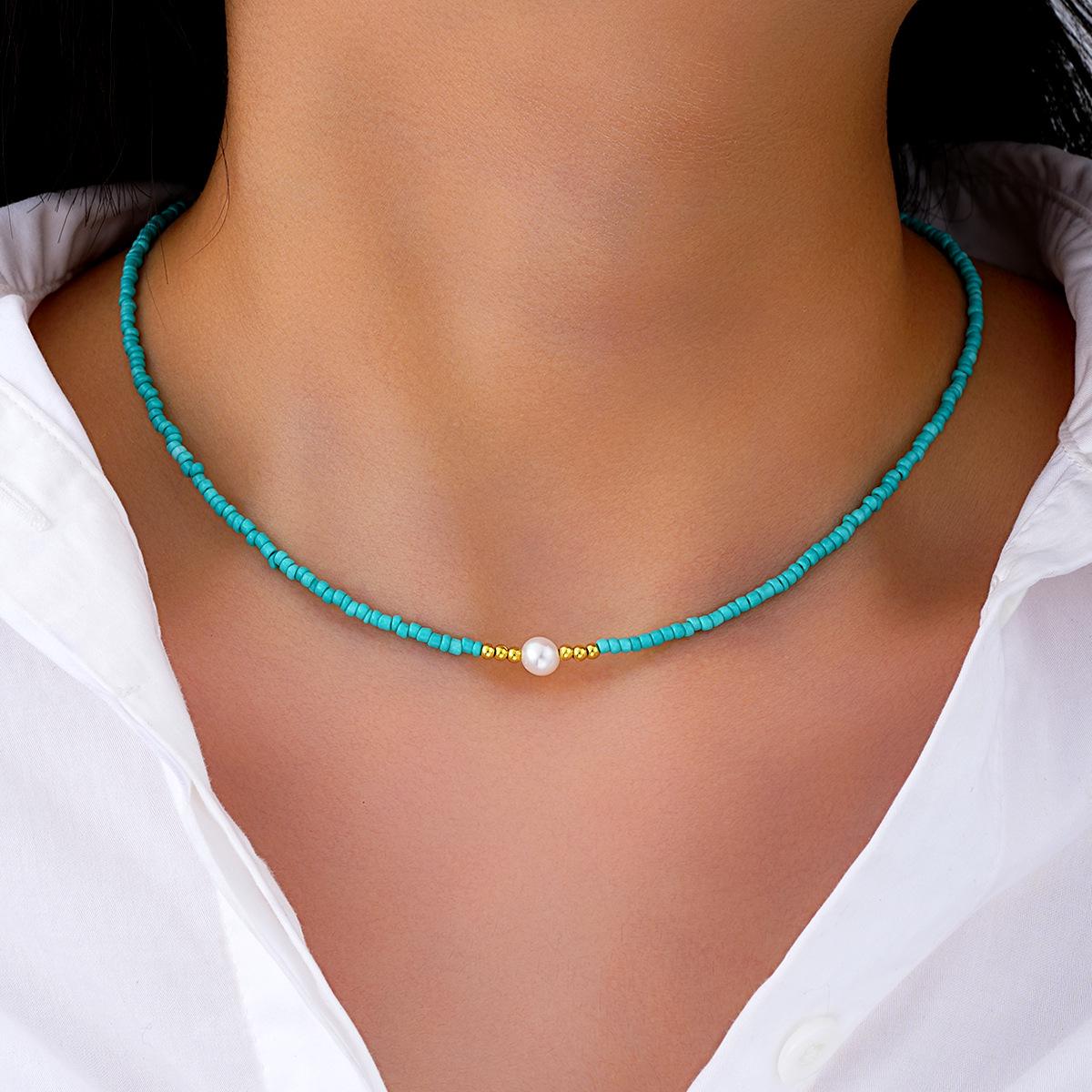 

Европейское и американское пляжное ожерелье из жемчужных бусин в стиле кэжуал для женщин