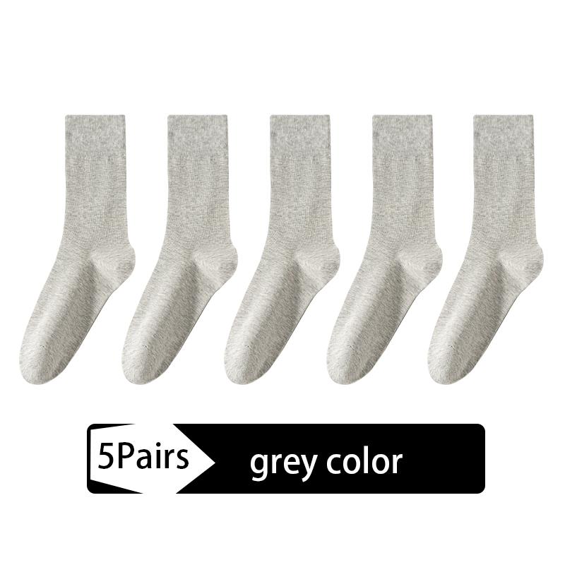 5Pairs Men's Combed Cotton Socks Boneless Suture New Casual Breathable Black White Business Male Long Sock High Quality EU38-45