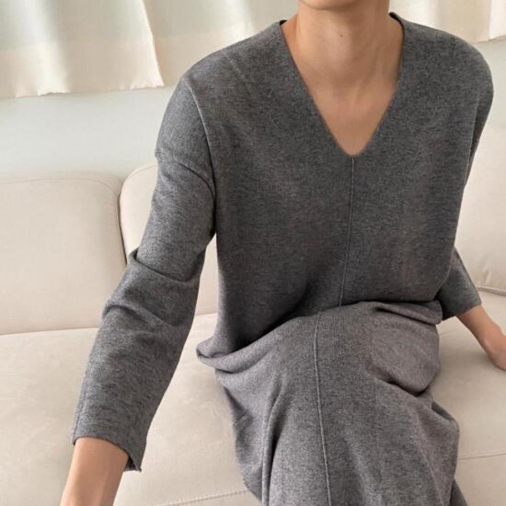 New ArriVals Open Run Side Split Loose Fit V Neck Long sleeVe Knit Dress