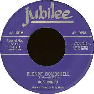 

7inch Record DON RONDO - Blonde Bombshell 455319 Jubilee 1958 US Rock Used