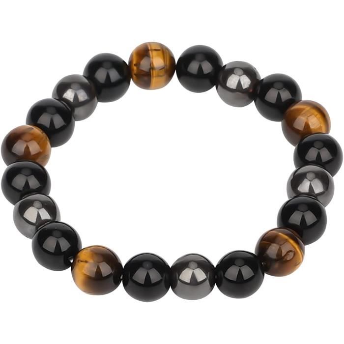 1pc Bracelet Triple Bracelets Obsidienne Bracelets Oeil de Tigre Bracelets Magnétiques Hématite pour Femme et Homme