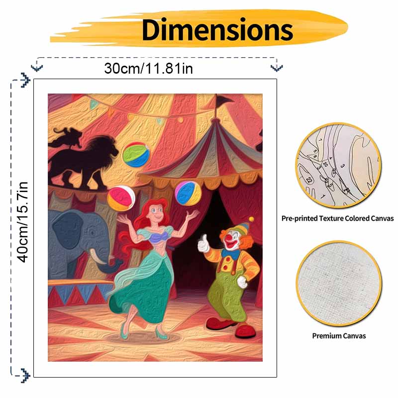 Disney Circus Mermaid Digital Oil Painting Art Kit Handmade DIY Home Decor Gift