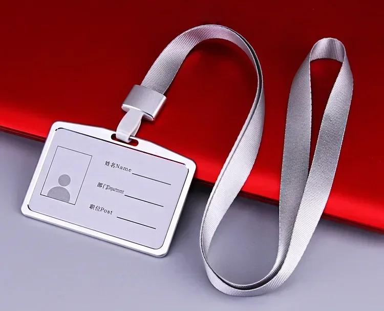 1PC Work Card Holders Men Women Business Bank Credit Card Holder Name ID Card Cover Fashion Metal Work Badge Case
