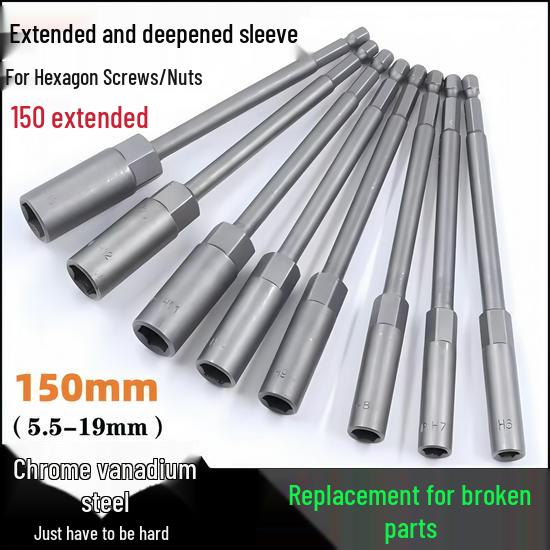 

Сверхдлинный глубокий ударный торцевой ключ с шестигранной битой 5.5mm - 150mm Long