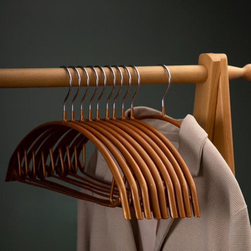 

Вешалка для одежды для домашнего использования, утолщенная нескользящая вешалка без следов, крючок для сушки одежды золотой