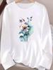 (Asian Size) flower trend cute Fashion Print T Shirt autumn winter spring Casual Tee Women Clothing Top o-neck Graphic Long Sleeve T-shirts