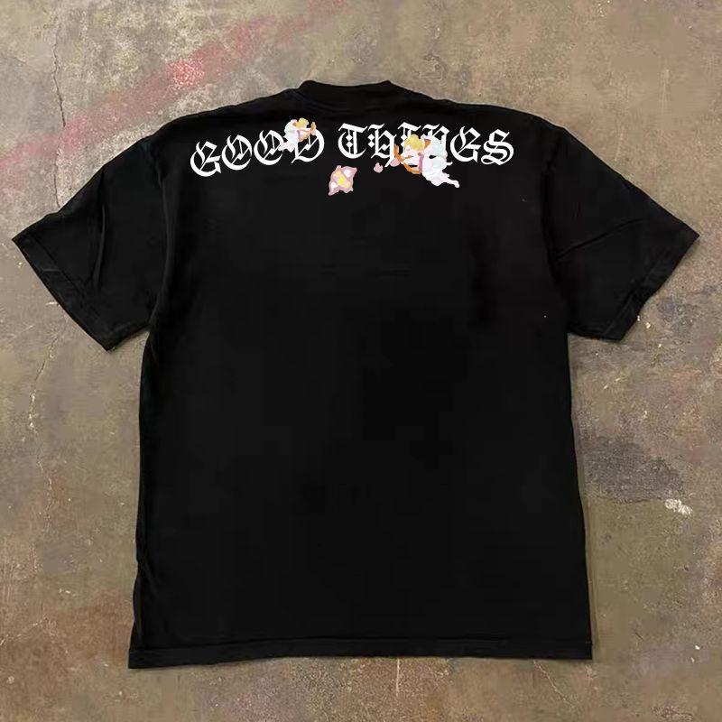 

Зарабатывайте деньги на благотворительность 3a260G Чистый хлопок двойная пряжа! Вверх, человек! Тяжелая футболка с коротким рукавом свободного кроя для пары, женская, мужская 3A [double yarn pure cotton 260g] Black S