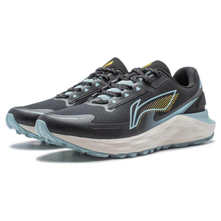 Li Ning Yufeng Fabric Cushioning Slip Resistant Abrasion Resistant Low top Running Shoes Men's Black Blue ARST055-1