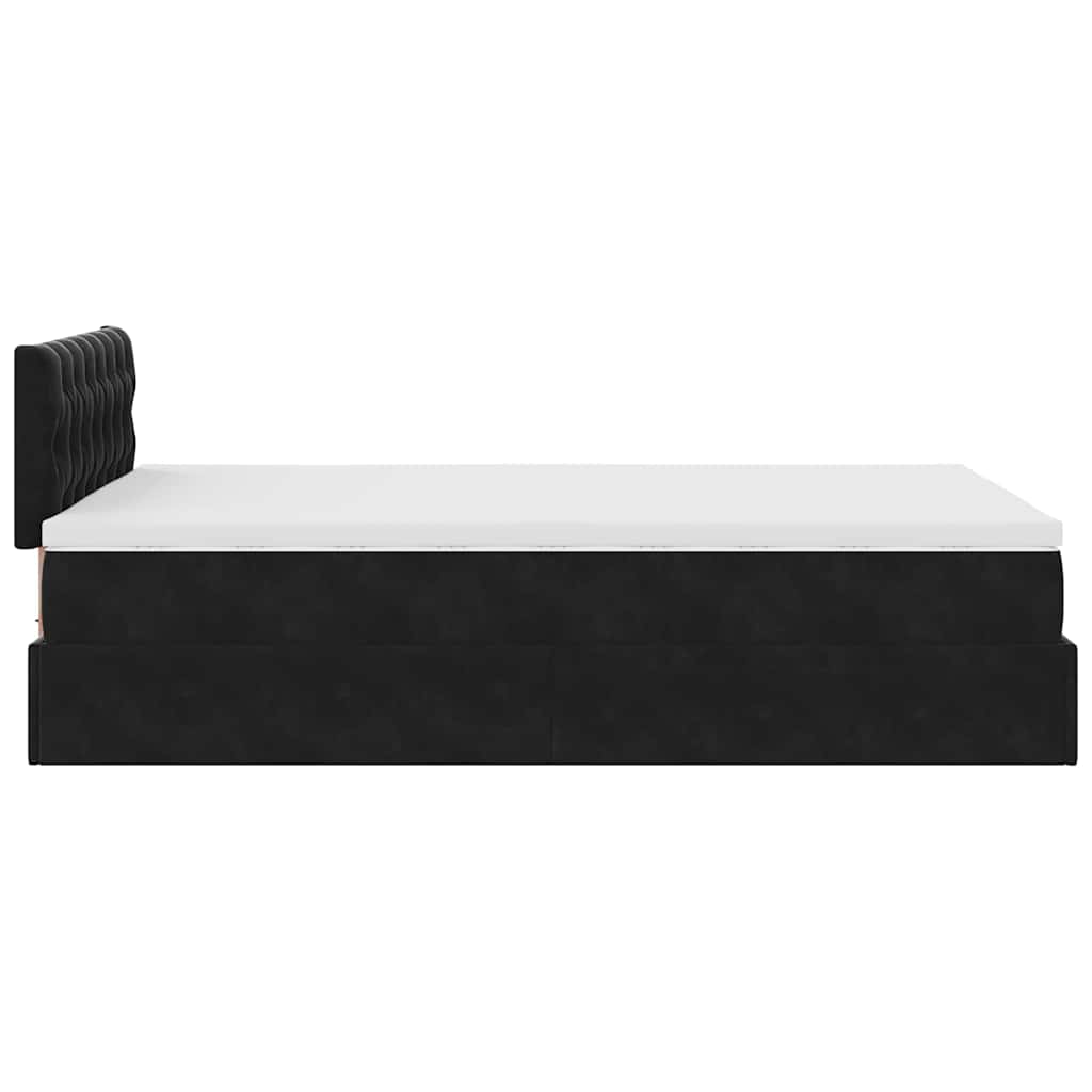Ottoman Bed with Mattress Black 120 x 190 cm Velvet