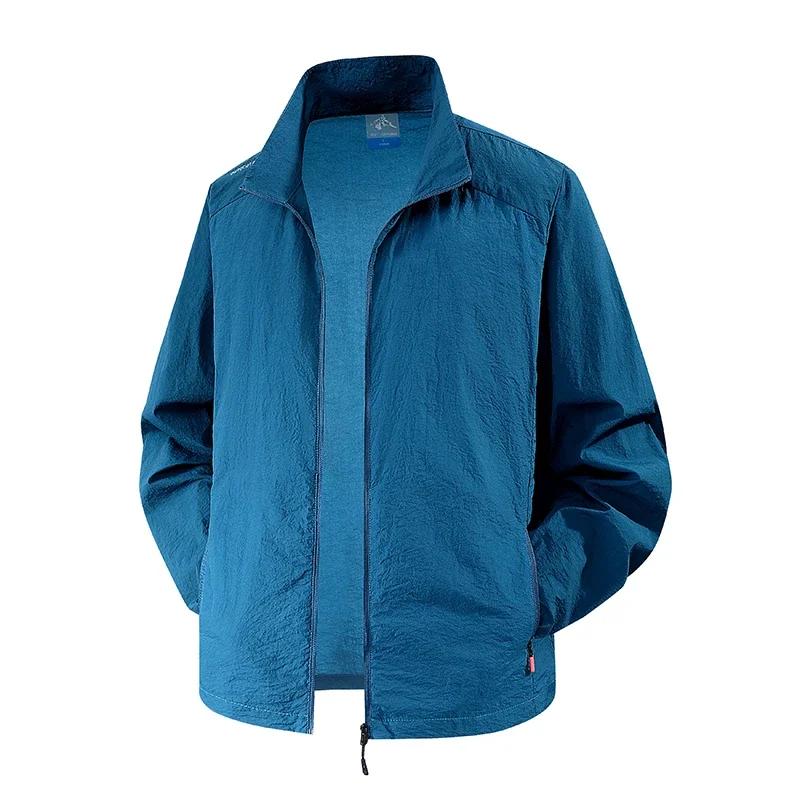 Chaqueta Ligera Oversize para Hombre con Cremallera Completa Protección Solar Abrigos Manga Larga Camisas Solares para Hombre Senderismo Pesca Bolsillos con Cremallera